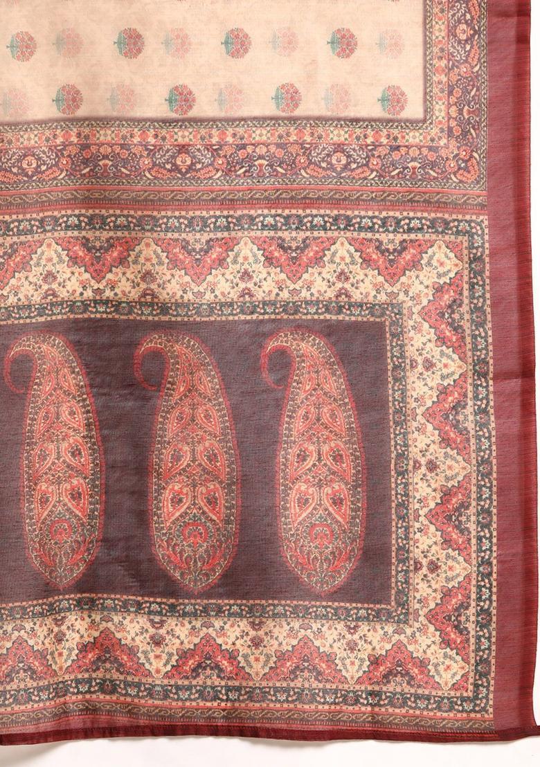 Maroon Printed Cotton Straight Kurta Sets - Indya