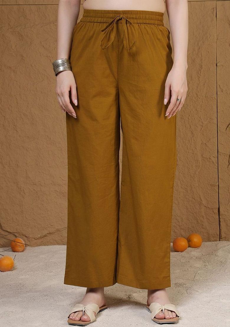 Mustard Embroidered Viscose Straight Kurta Sets - Indya