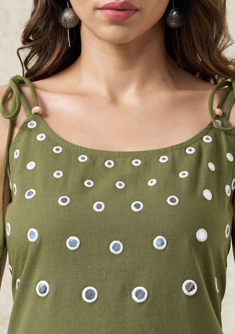 Olive Solid Cotton Straight Kurta Sets - Indya