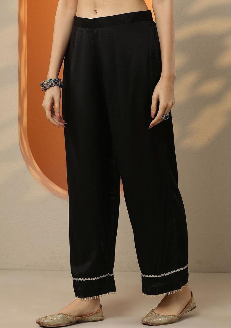 Black Printed Chinon Straight Kurta Sets - Indya
