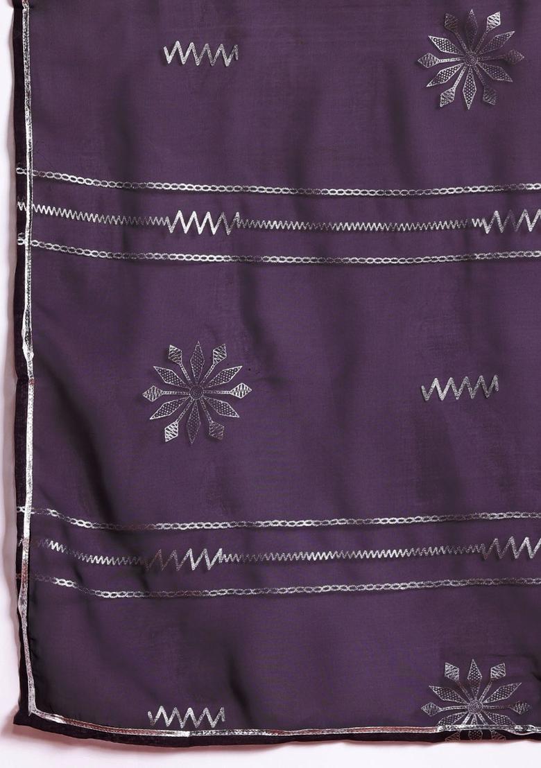 Burgundy Printed Polyester Straight Kurta Sets - Indya