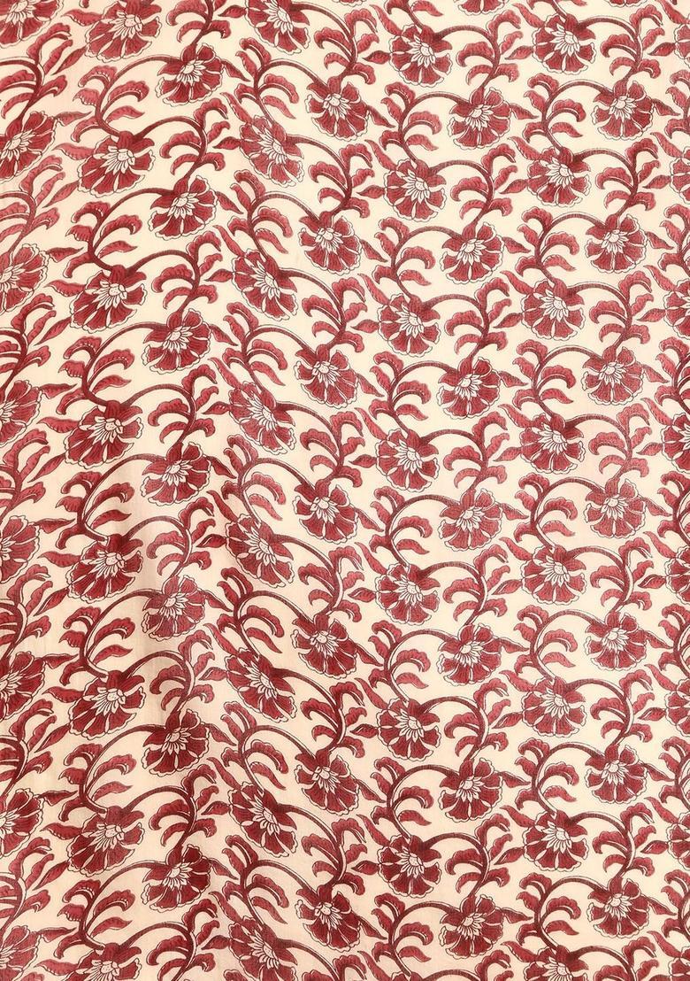 Maroon Printed Cotton Straight Kurta Sets - Indya