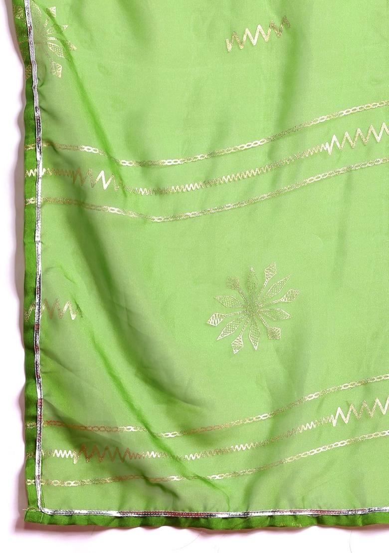 Green Solid Polyester A Line Kurta Sets - Indya