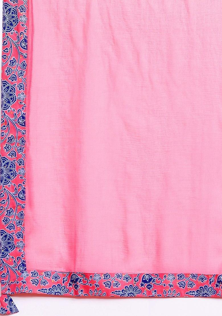 Pink Printed Viscose Straight Kurta Sets - Indya