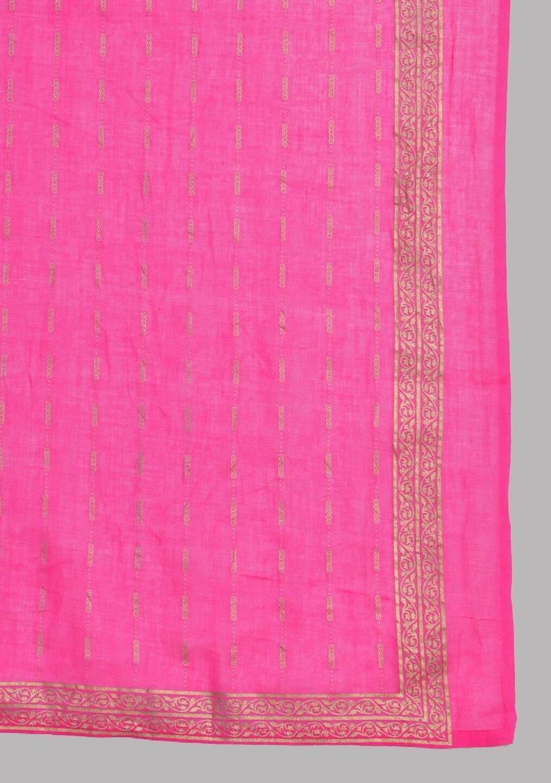 Pink Printed Viscose Straight Kurta Sets - Indya