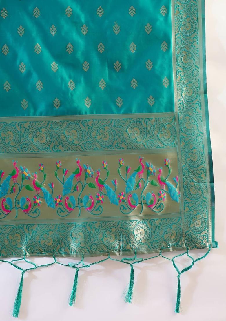 Turquoise Blue Embroidered Cotton Straight Kurta Sets - Indya