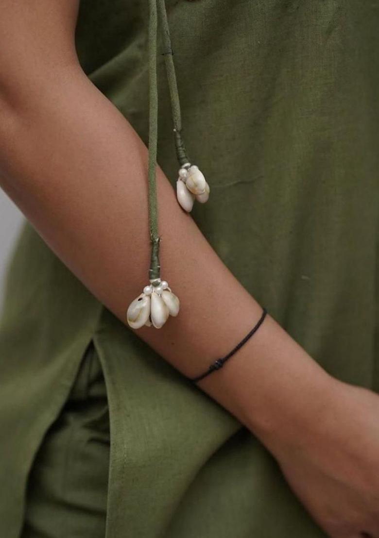 Olive Embroidered Cotton Straight Kurta Sets - Indya