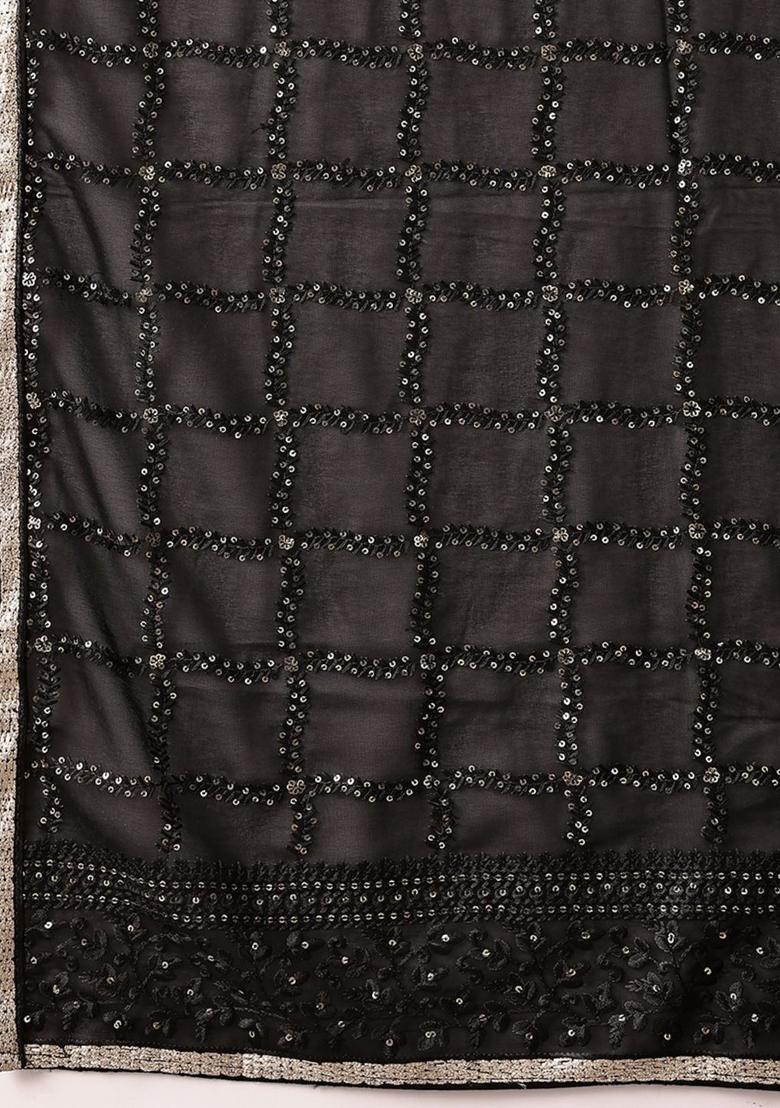 Black Printed Polyester Straight Kurta Sets - Indya