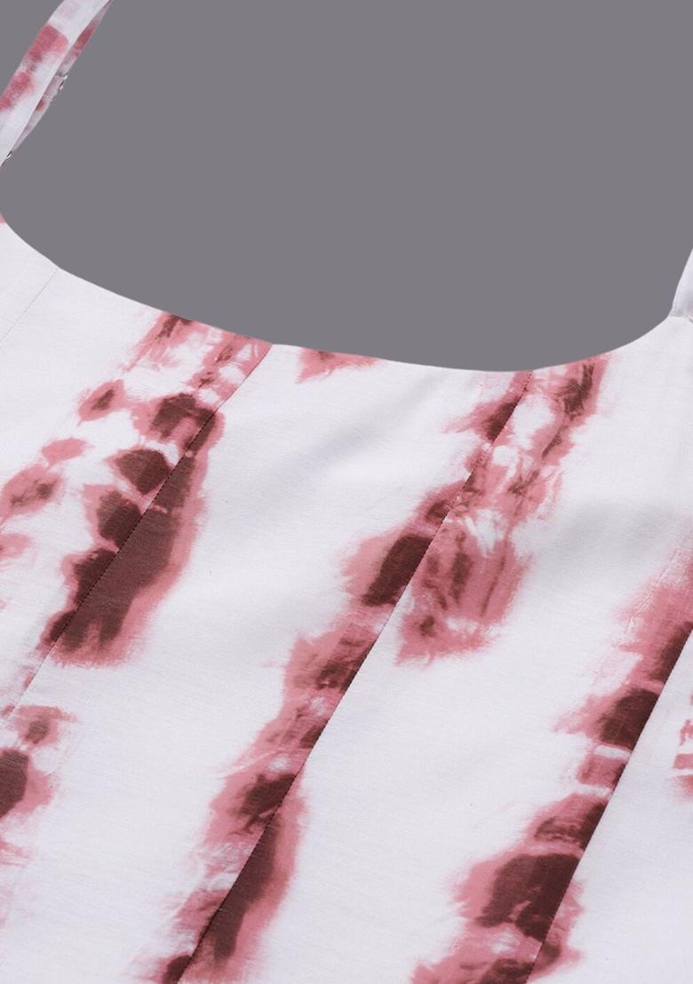 Off White Tie And Dye Cotton Anarkali Sets - Indya