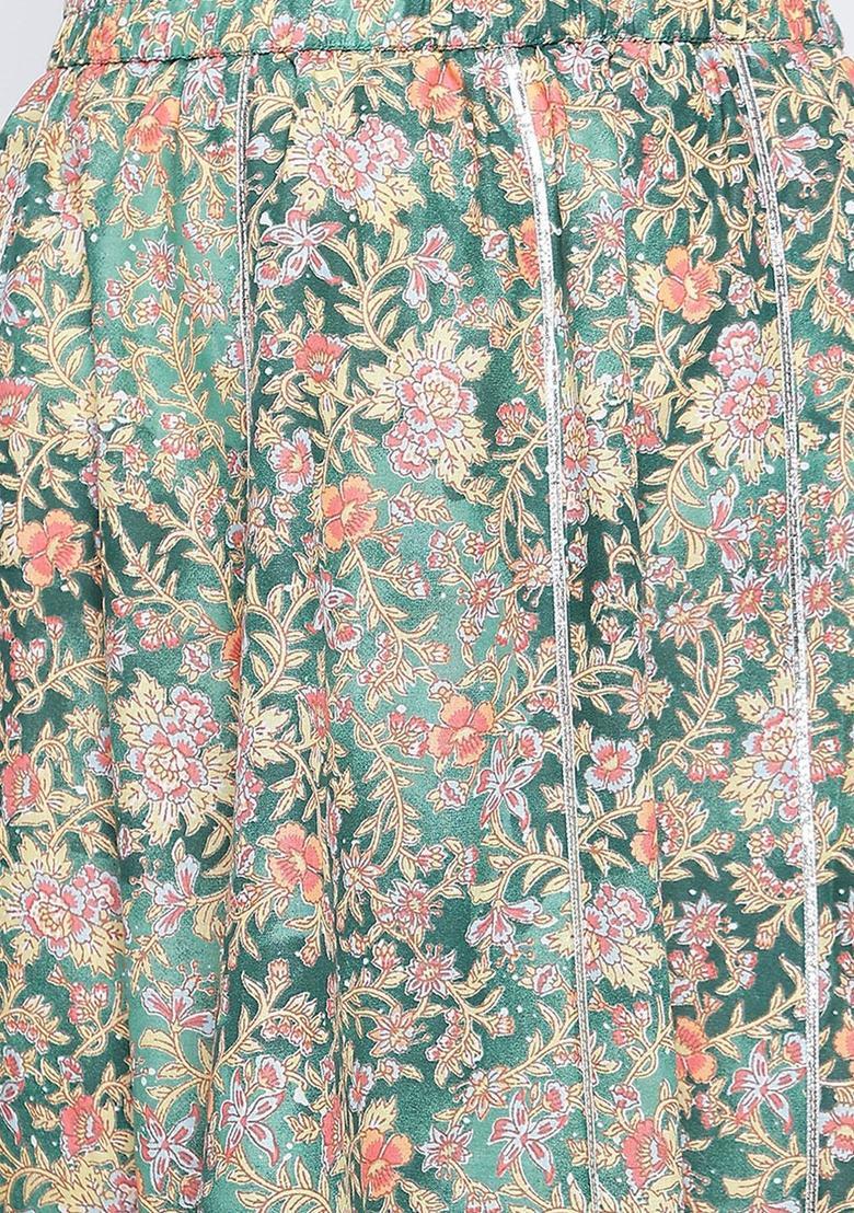 Green Printed Cotton Straight Kurta Sets - Indya