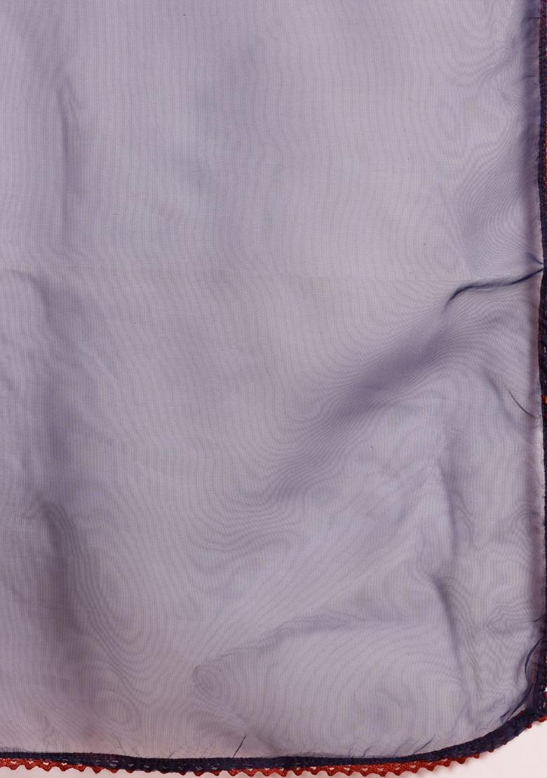 Navy Blue Printed Cotton A Line Kurta Sets - Indya