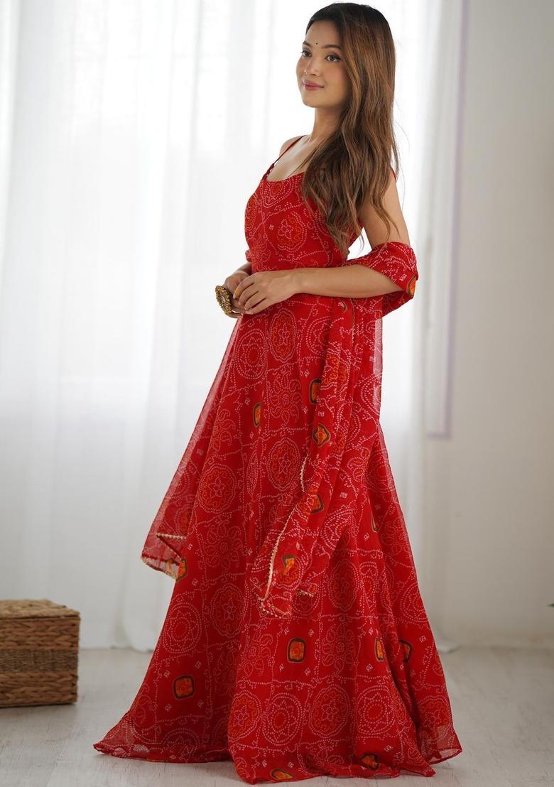 dresses flower girls red Red Beaded Satin Princess Dress with Long Sleeves for Girls | Red / 2-3 Years (100cm)