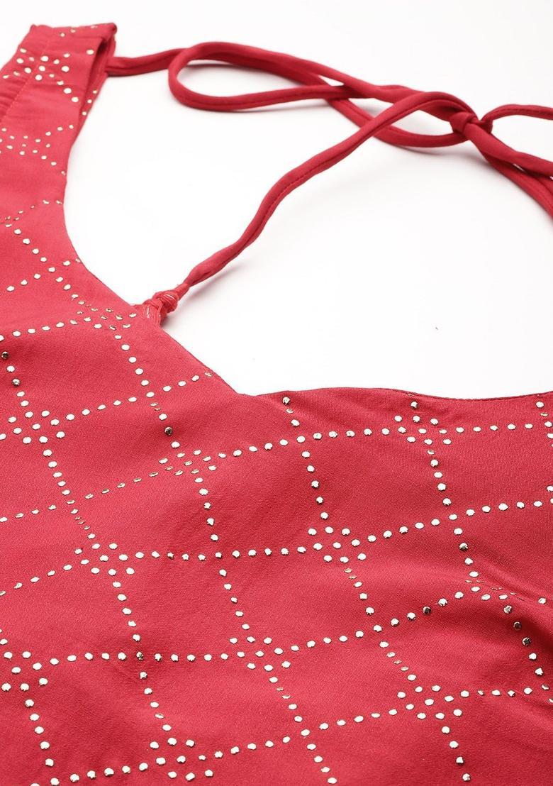 Red Solid Polyester Straight Kurta Sets - Indya