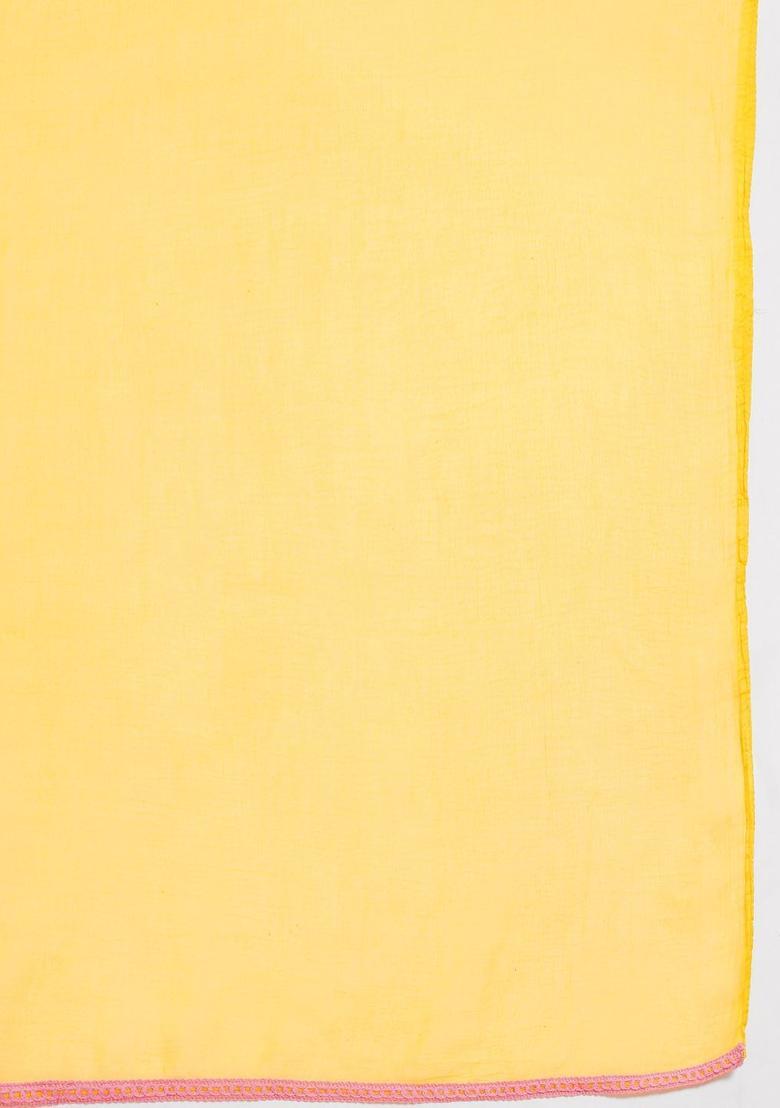 Yellow Embroidered Cotton Straight Kurta Sets - Indya