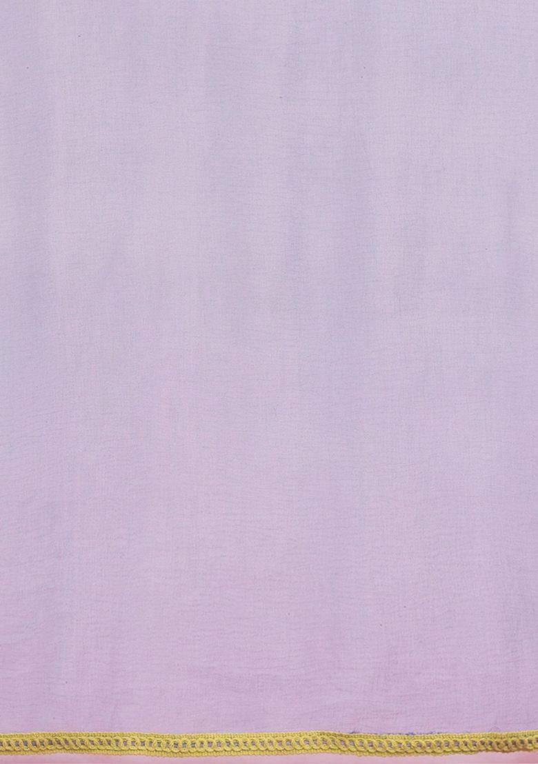 Lavender Embroidered Cotton Straight Kurta Sets - Indya