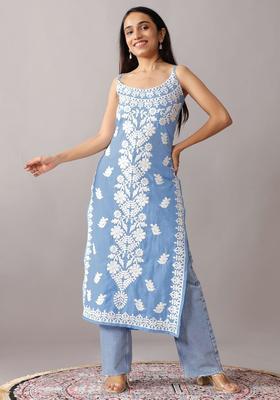 Blue Embroidered Kurtas