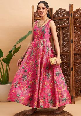 Pink Floral Print Kurtas