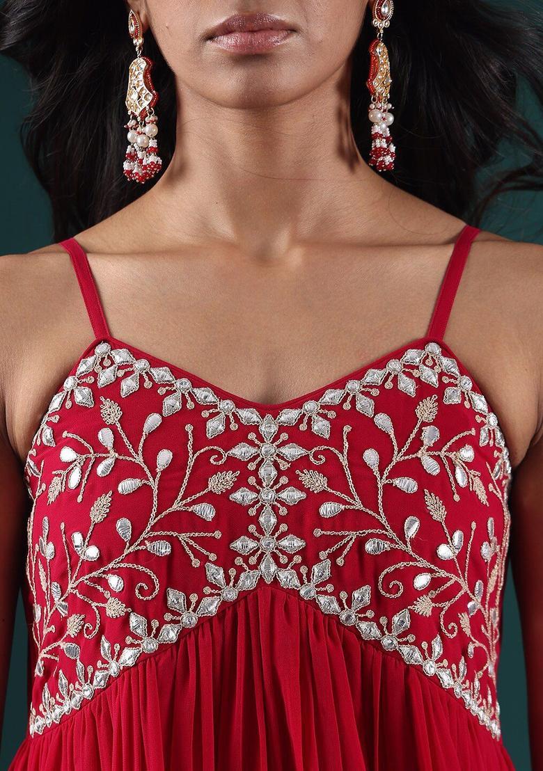 Fuchsia Embroidered Kurtas - Indya
