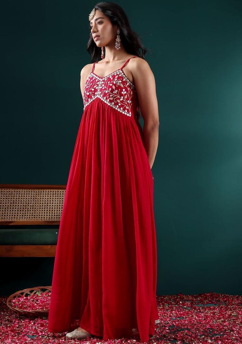 Fuchsia Embroidered Kurtas - Indya