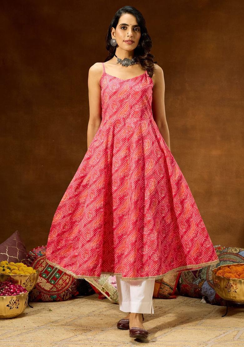 Pink Printed Kurtas - Indya