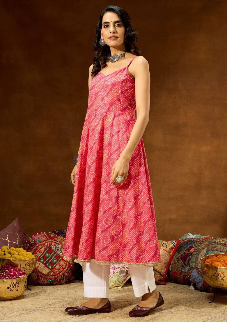 Pink Printed Kurtas - Indya