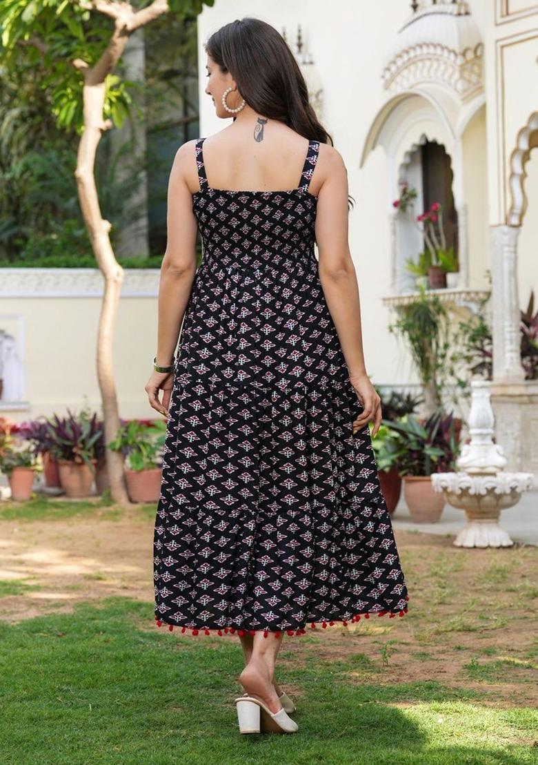 Black Printed Kurtas - Indya