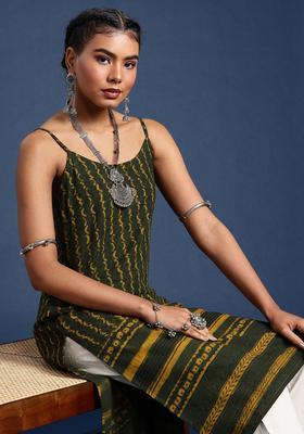 Green Printed Cotton Kurtas