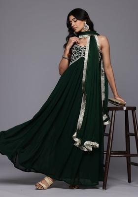 Green Embroidered Kurta Set