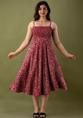 Maroon Floral Print Kurtas