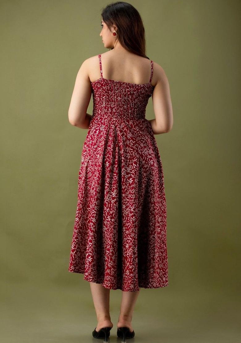 Maroon Floral Print Kurtas - Indya