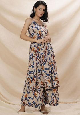 Beige Printed Cotton Kurtas