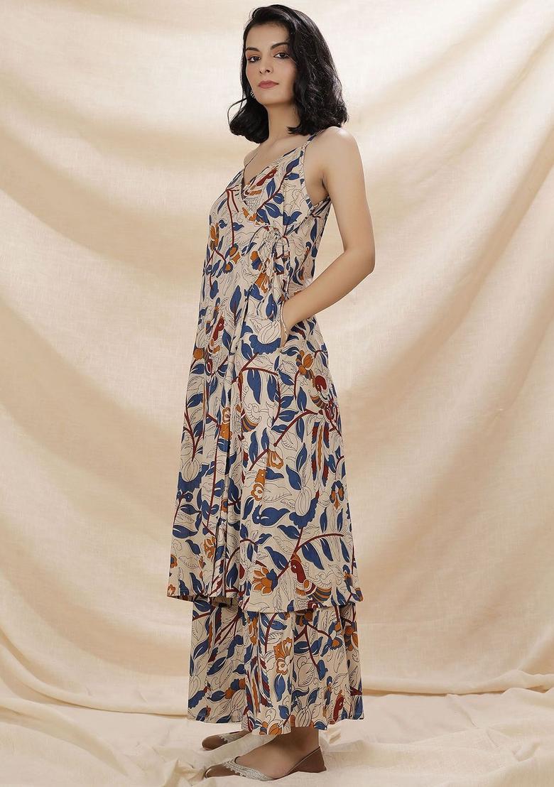 Beige Printed Cotton Kurtas - Indya