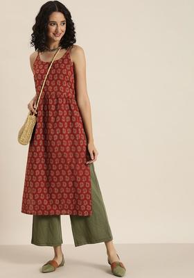 Maroon Printed Cotton Kurtas