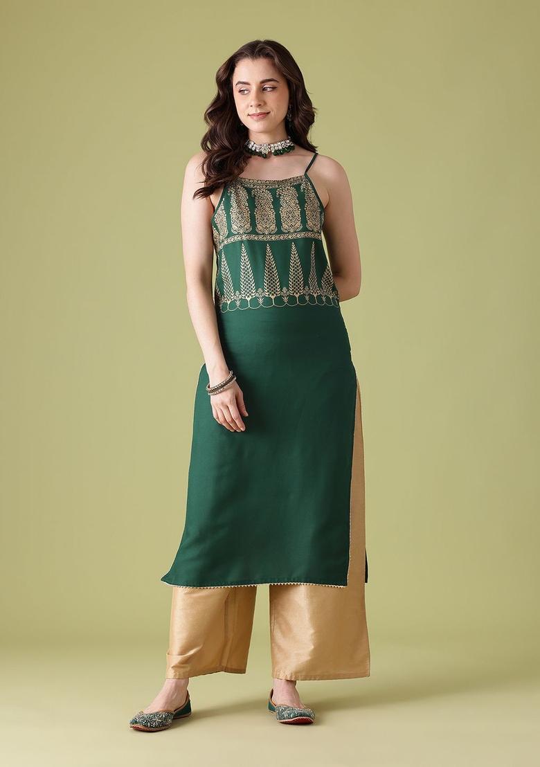 Green Printed Kurtas - Indya