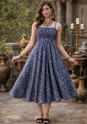 Blue Floral Print Kurtas