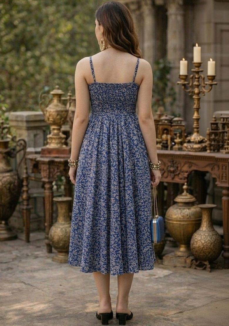 Blue Floral Print Kurtas - Indya