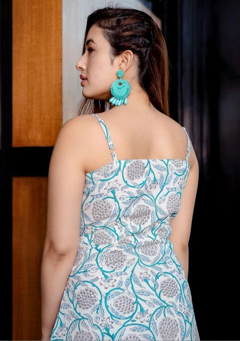 White Floral Print Kurtas - Indya