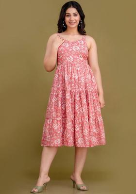 Peach Floral Print Kurtas