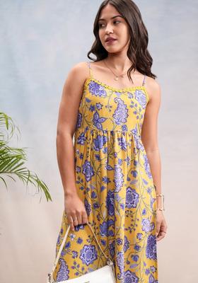 Yellow Floral Print Kurtas