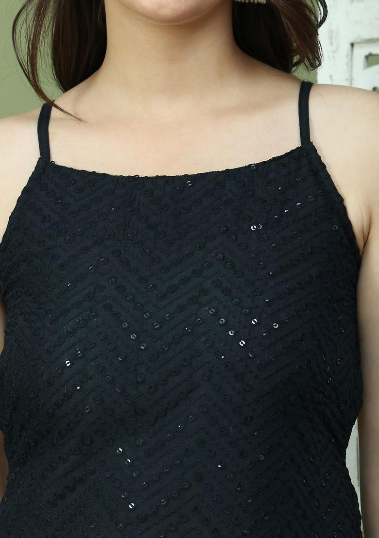 Black Embroidered Kurtas - Indya