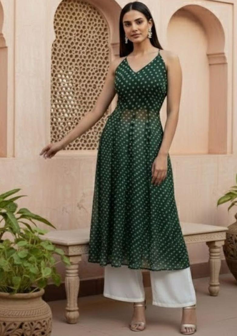 Green Printed Kurtas - Indya
