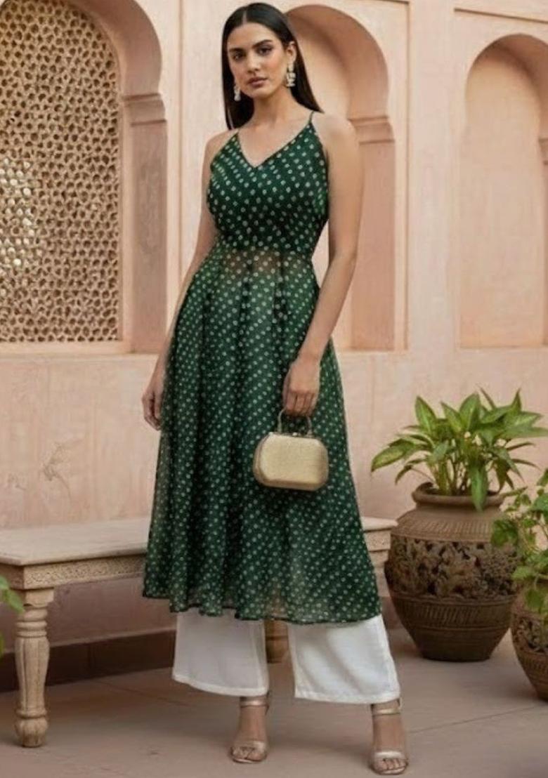 Green Printed Kurtas - Indya