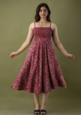 Maroon Floral Print Kurtas