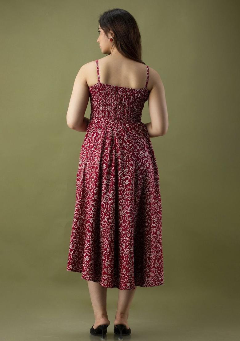 Maroon Floral Print Kurtas - Indya