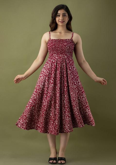 Maroon Floral Print Kurtas — view on Indya