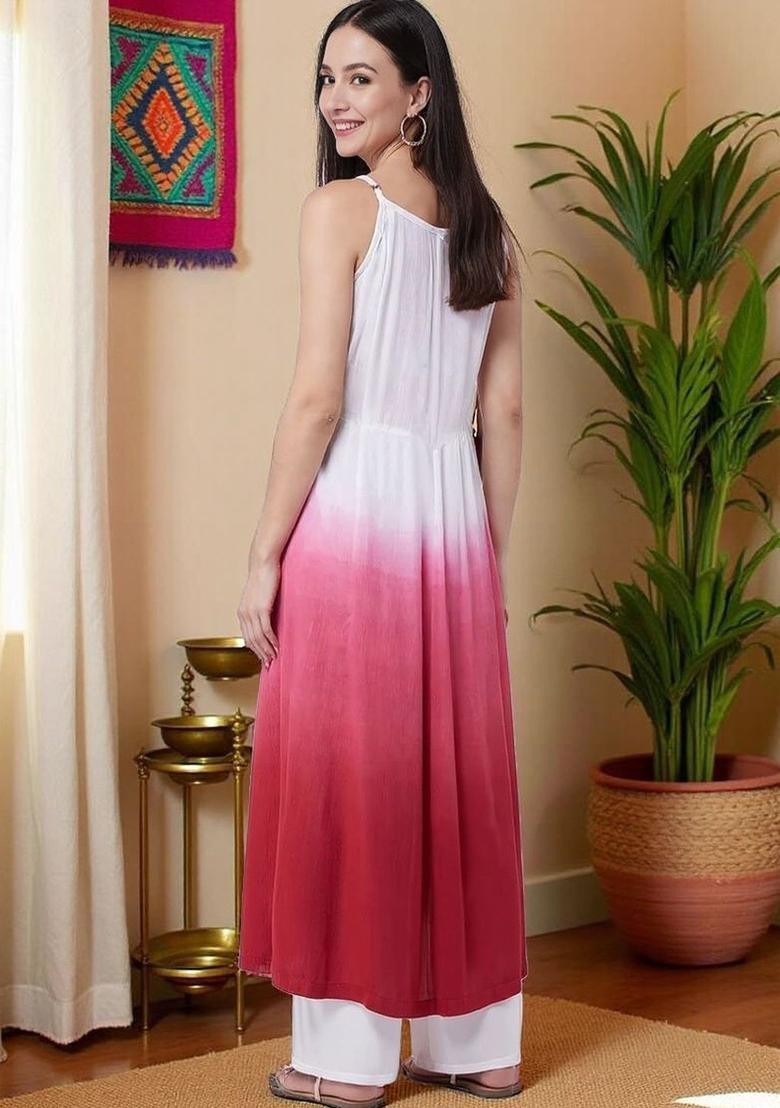 Pink Embroidered Kurtas - Indya