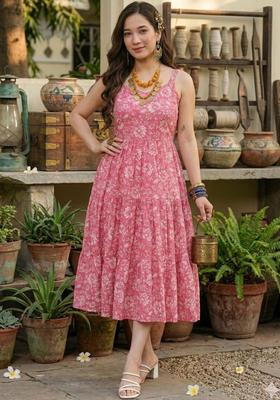 Pink Floral Print Kurtas