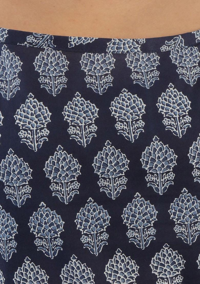 Blue Printed Cotton Kurtas - Indya