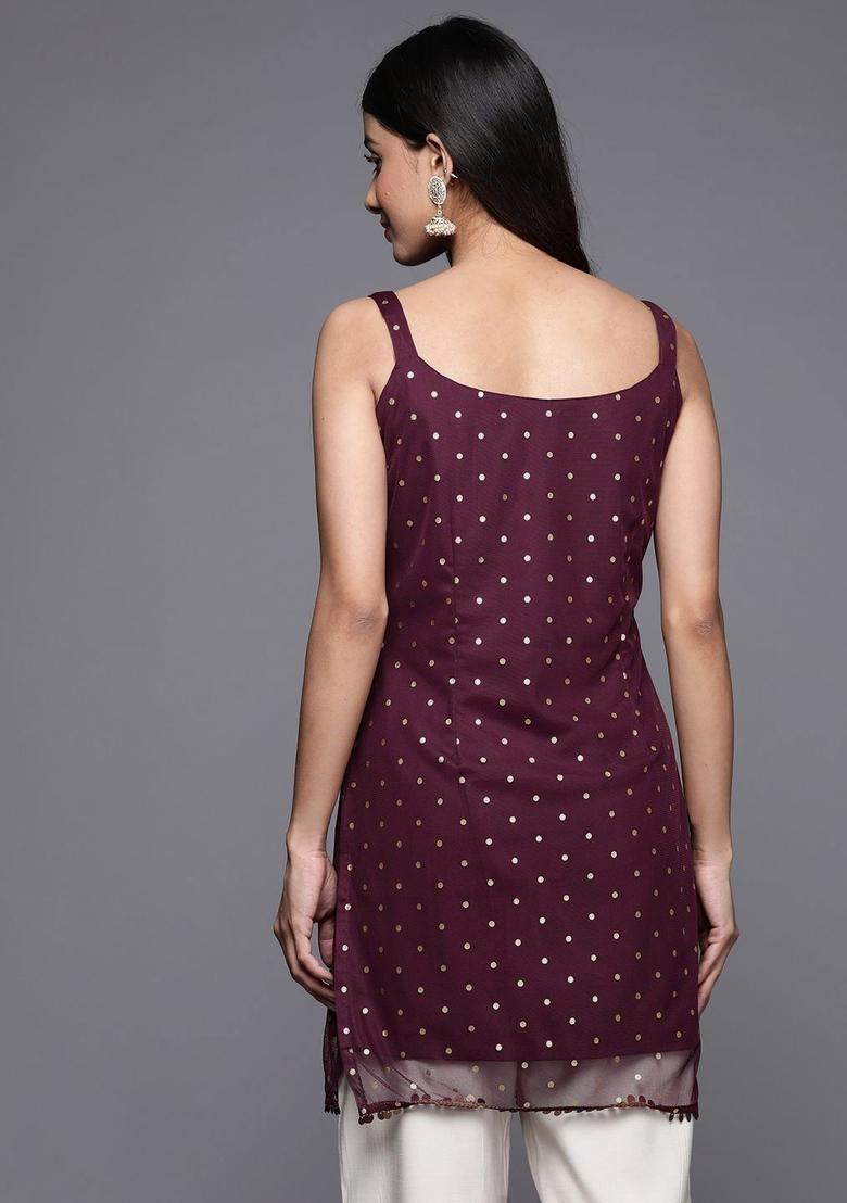 Burgundy Printed Kurtas - Indya