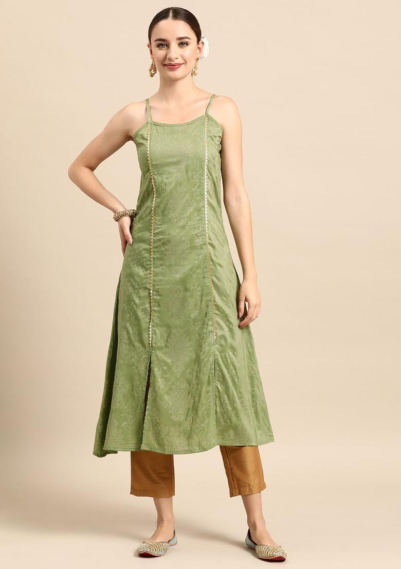 Green Printed Kurtas - Indya